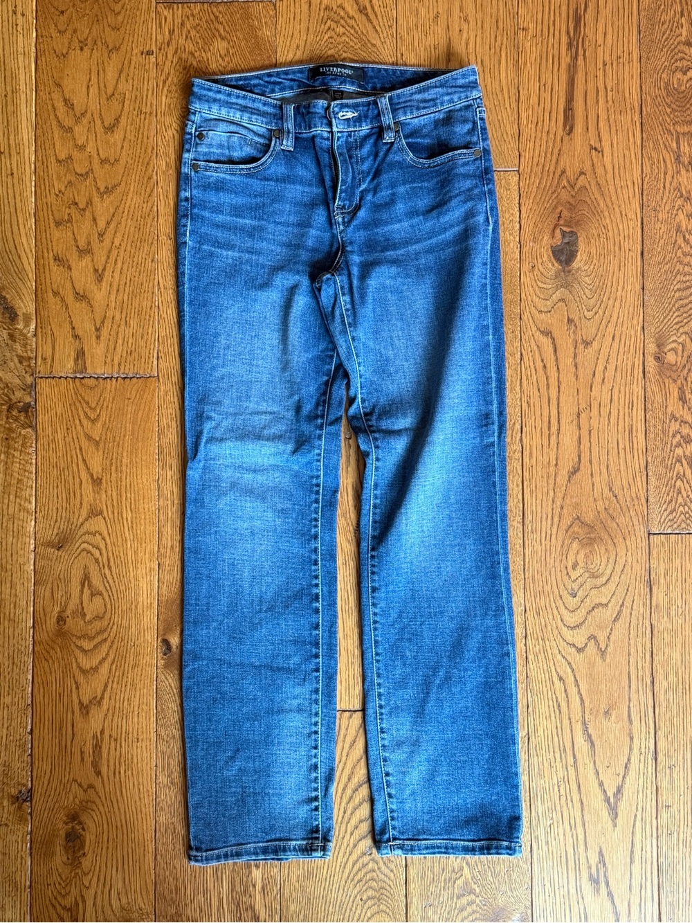 Liverpool Women’s Straight Leg Denim Jeans in Medium Blue, Size 2/26